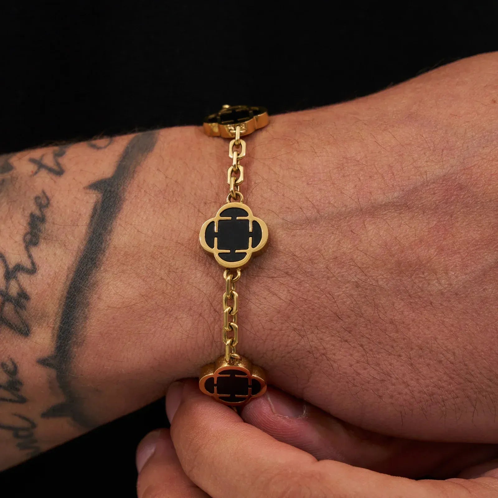Men’s Gold Onyx Clover Bracelet