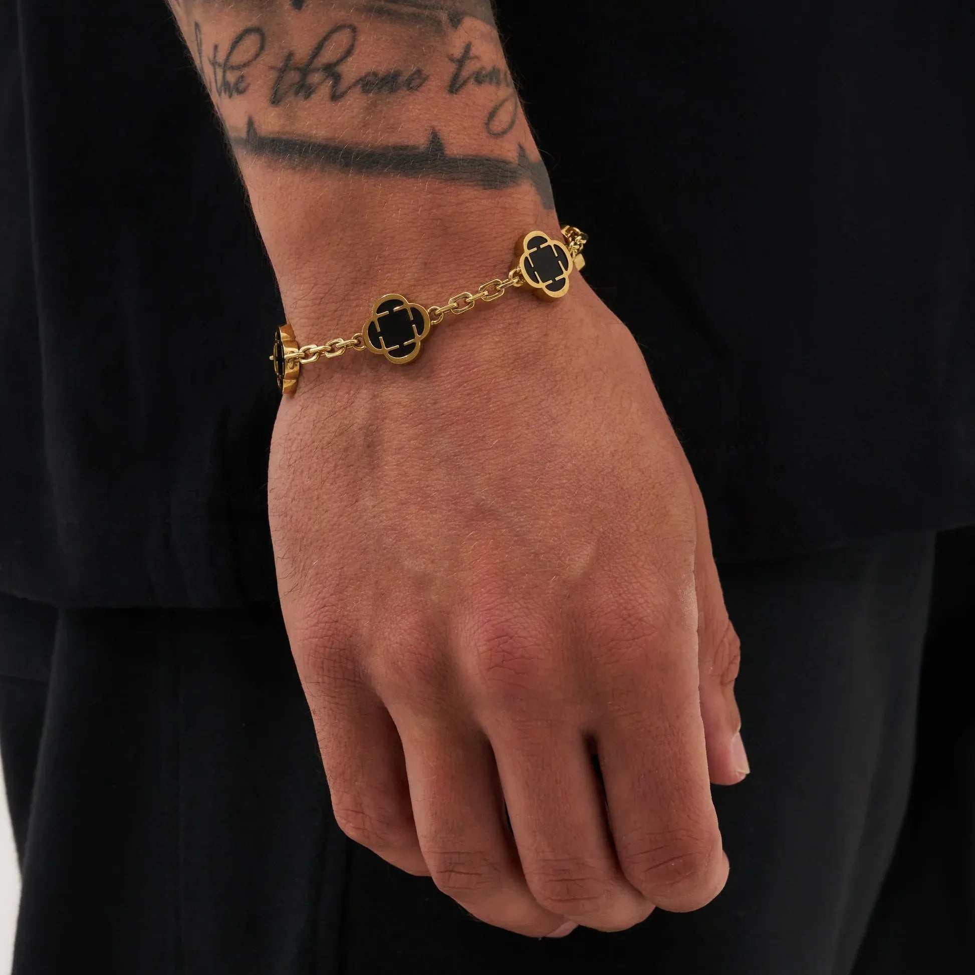 Men’s Gold Onyx Clover Bracelet