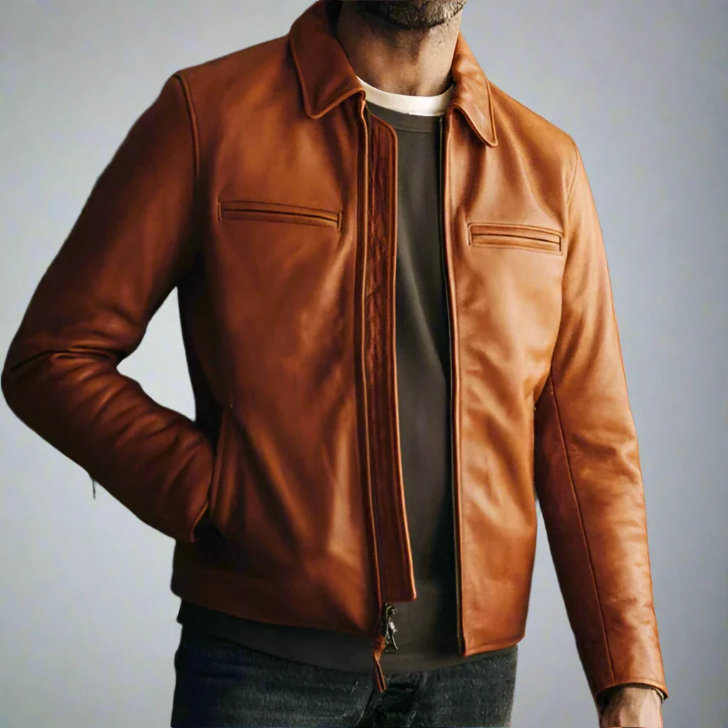 Brown Leather Motor Jacket - Leather Jackets