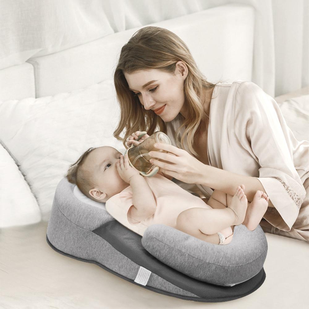 Newborn Baby Anti-Spill Reflux Nursing Pillow Breastfeeding Cushion Bed Crib Lounger