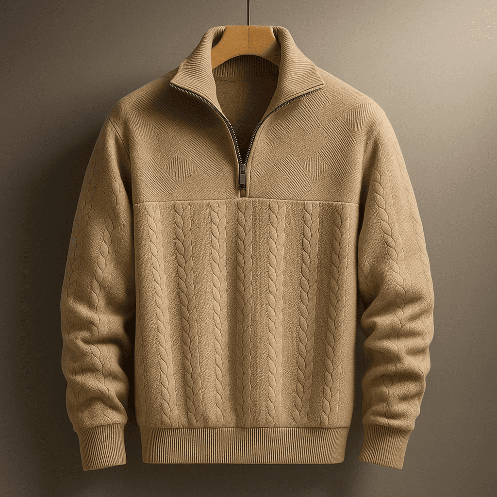 Harbor Men Detailed Knit Quarter-Zip Sweater