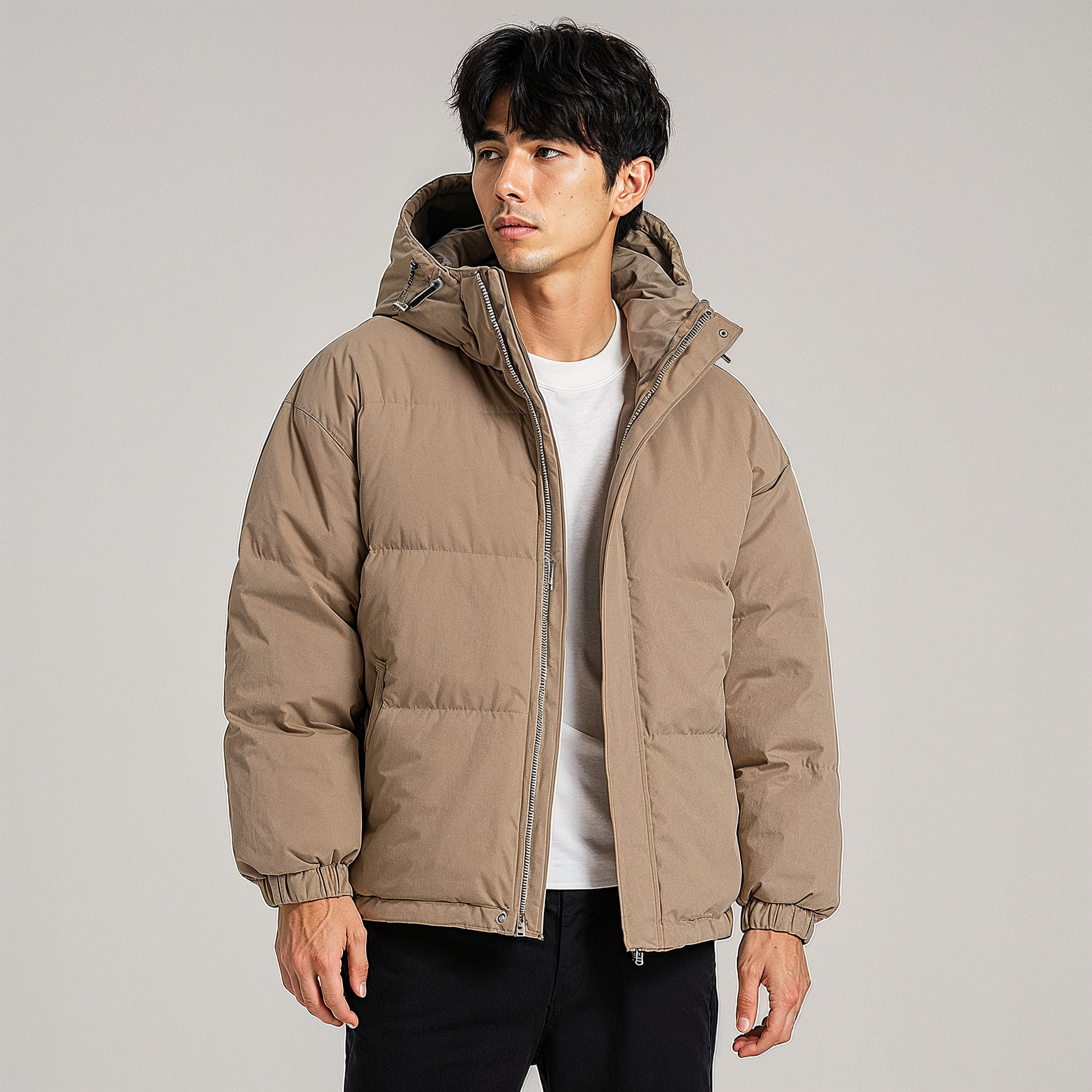 Men’s Classic Hooded Down Puffer Jacket – Warm & Stylish Winter Coat