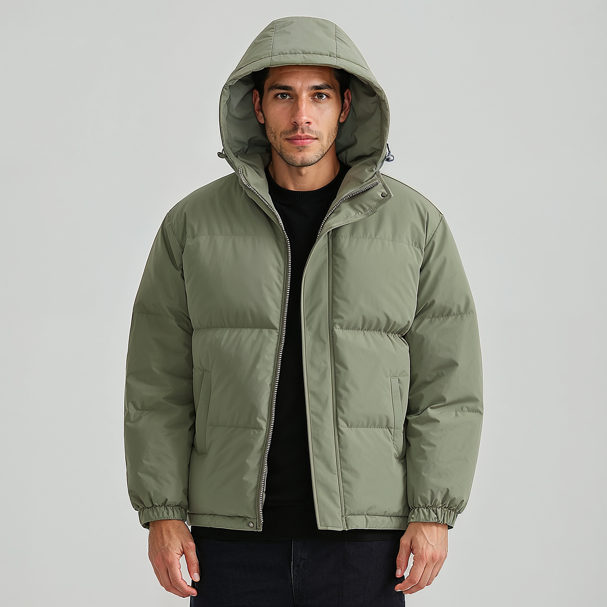 Men’s Classic Hooded Down Puffer Jacket – Warm & Stylish Winter Coat