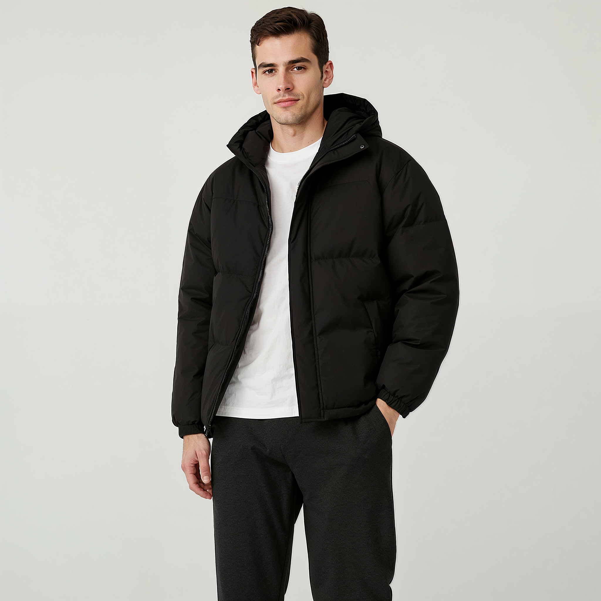 Men’s Classic Hooded Down Puffer Jacket – Warm & Stylish Winter Coat