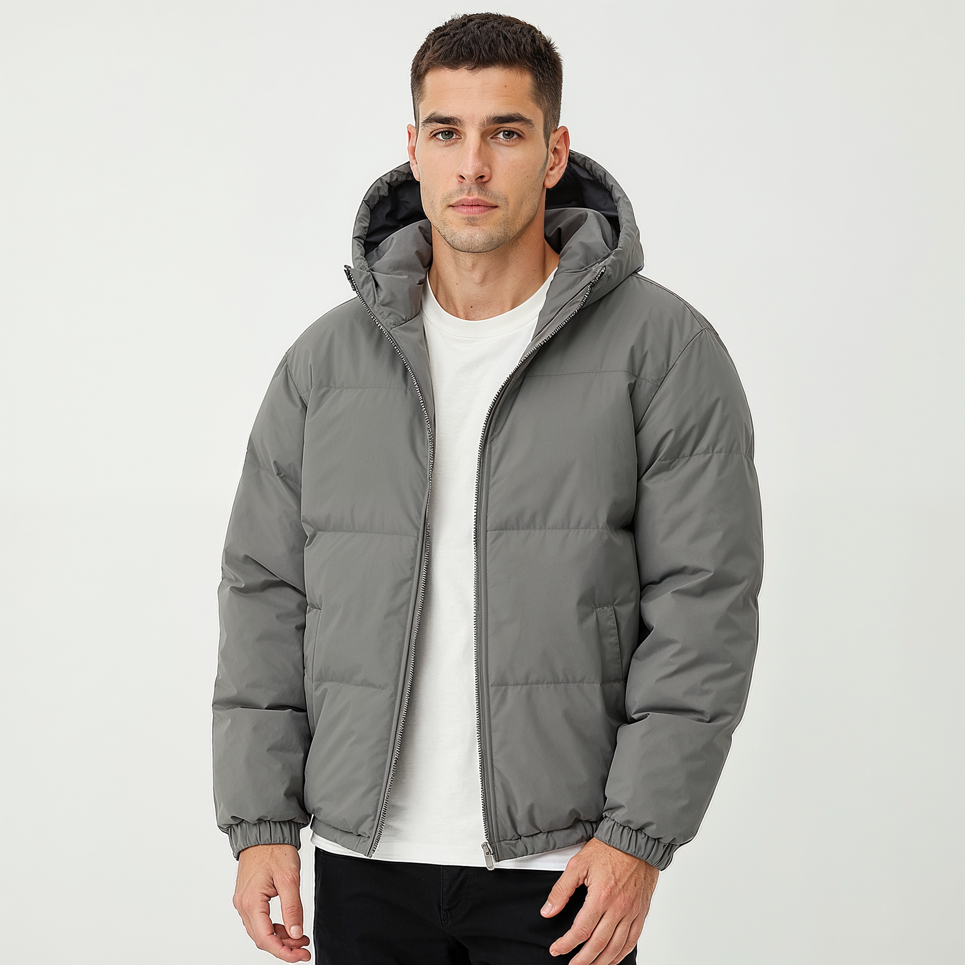 Men’s Classic Hooded Down Puffer Jacket – Warm & Stylish Winter Coat