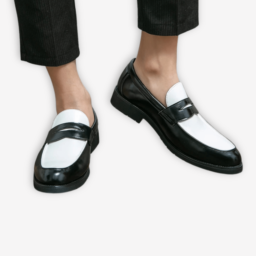 Men’s Black and White Loafers – Classic Contrast, Modern Sophistication