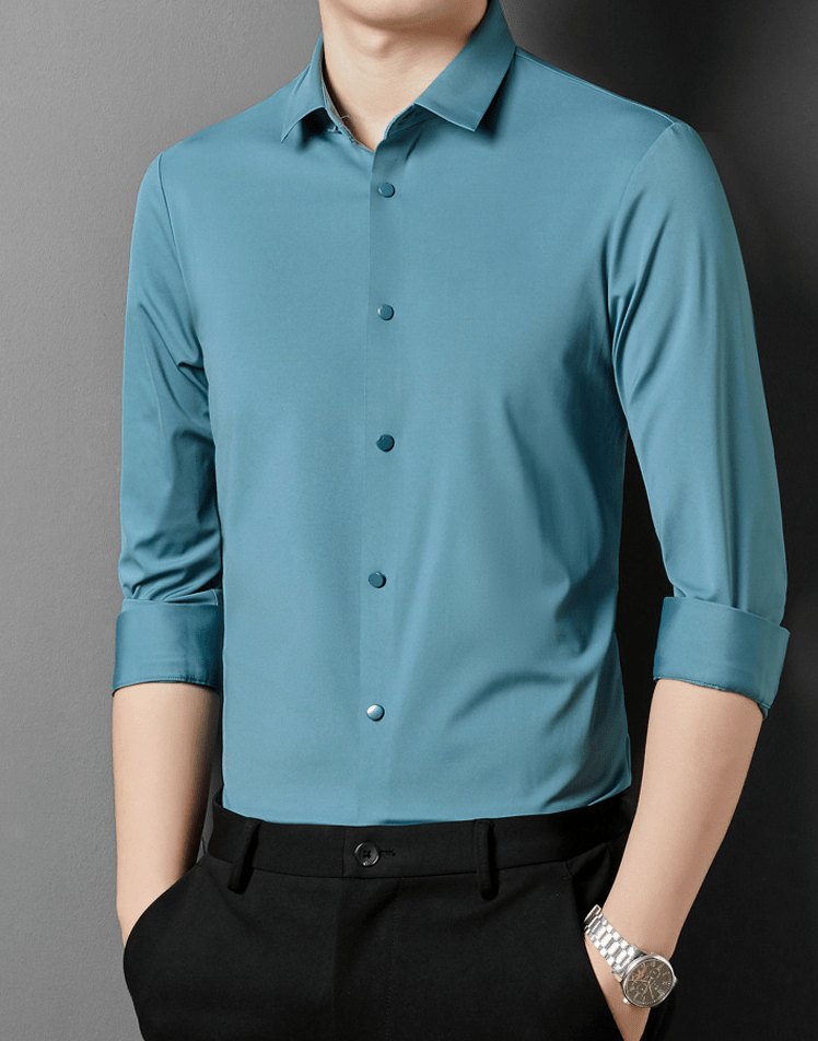 Fleurant Adjustable-Tech Shirt – Men’s Smart-Fit, Anti-Wrinkle Button-Up