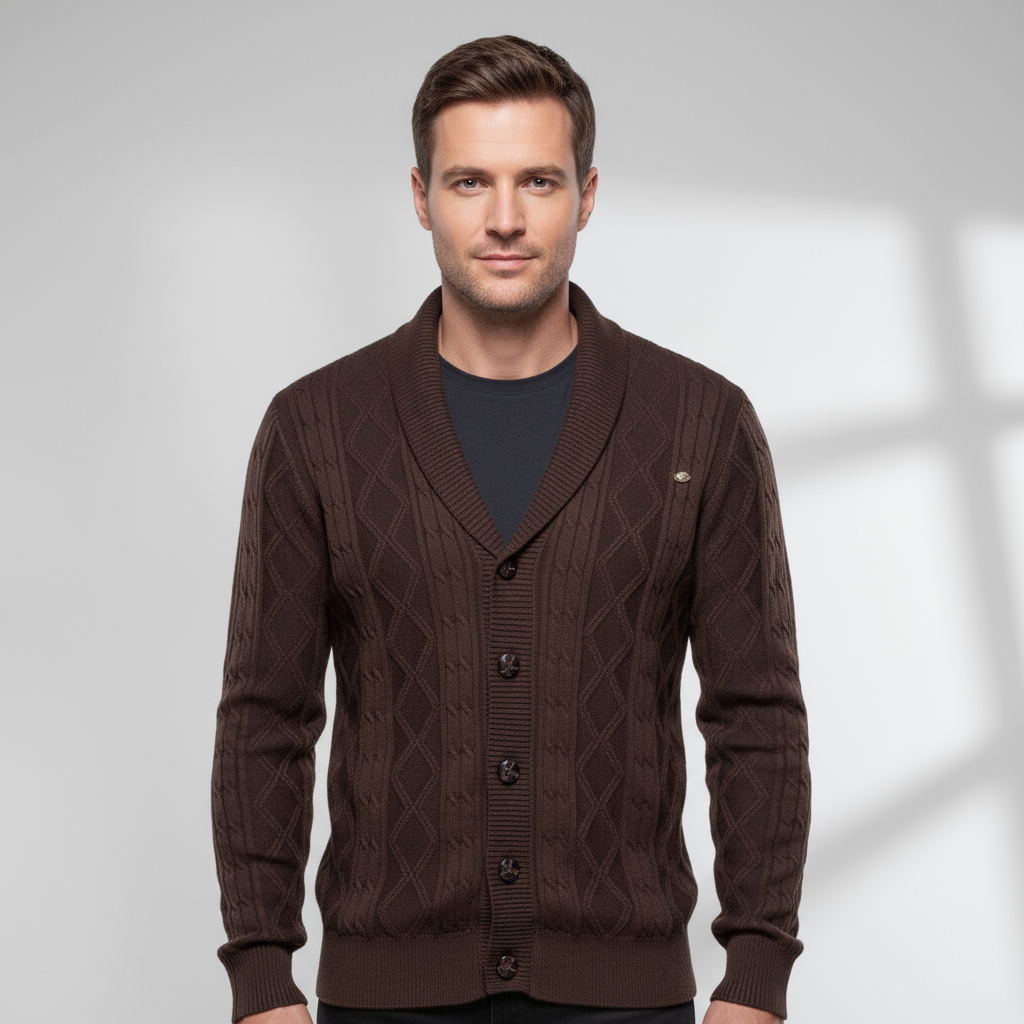 North Royal Vermont Wool Cardigan – Men’s Classic Knit Sweater with Button-Up Design