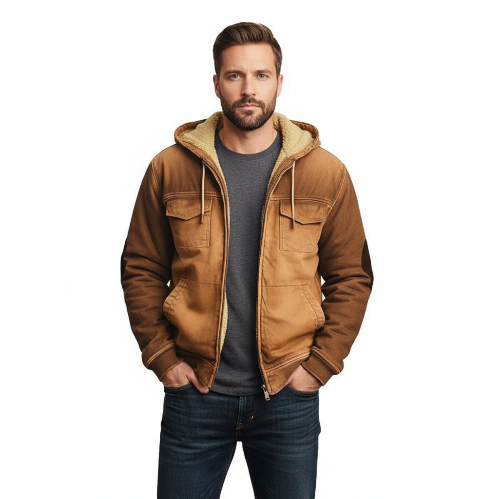 Men’s Retro Double-Layer Jacket – Zipper Front with Inner Pocket & Ethnic-Inspired Design