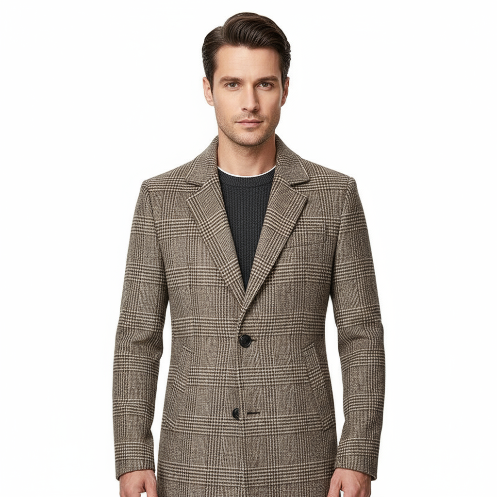 Men’s Cashmere Wool Blend Long Winter Trench Coat – Refined Warmth & Timeless Elegance