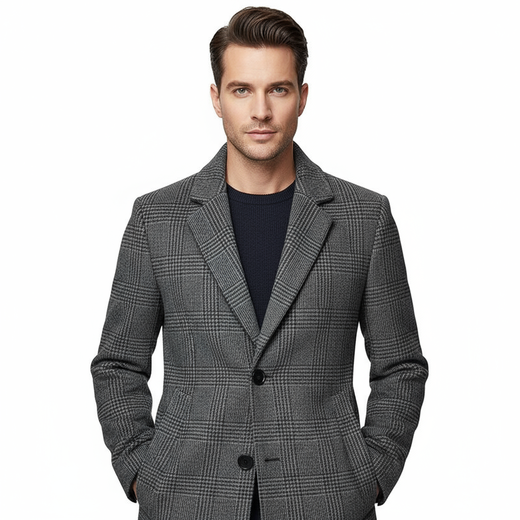 Men’s Cashmere Wool Blend Long Winter Trench Coat – Refined Warmth & Timeless Elegance