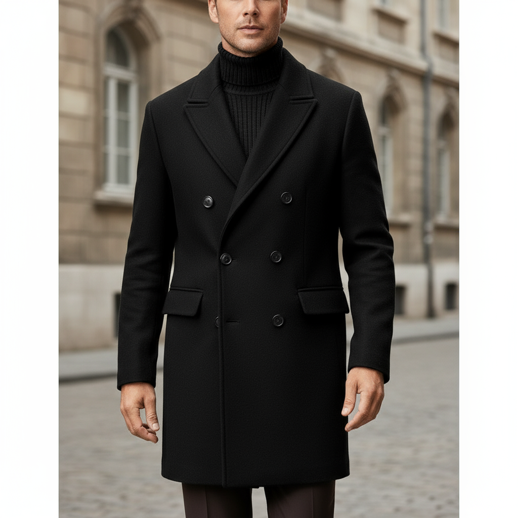 Luxury Long Wool Coat for Men – Tailored, Warm & Elegant