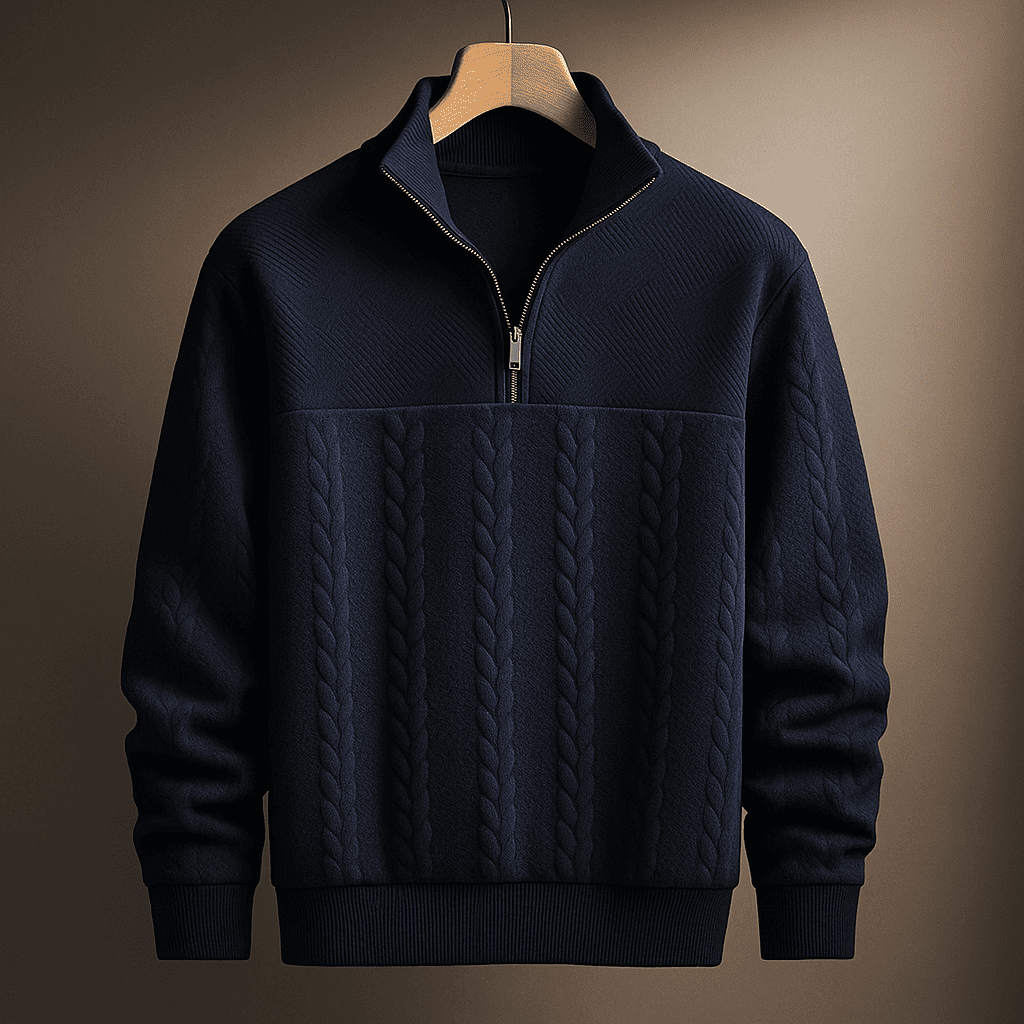 Harbor Men Detailed Knit Quarter-Zip Sweater