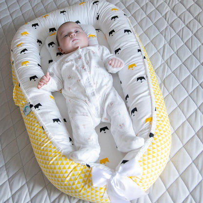 Newborn Bed Nest Baby Lounger Crowns Yellow Spraykis