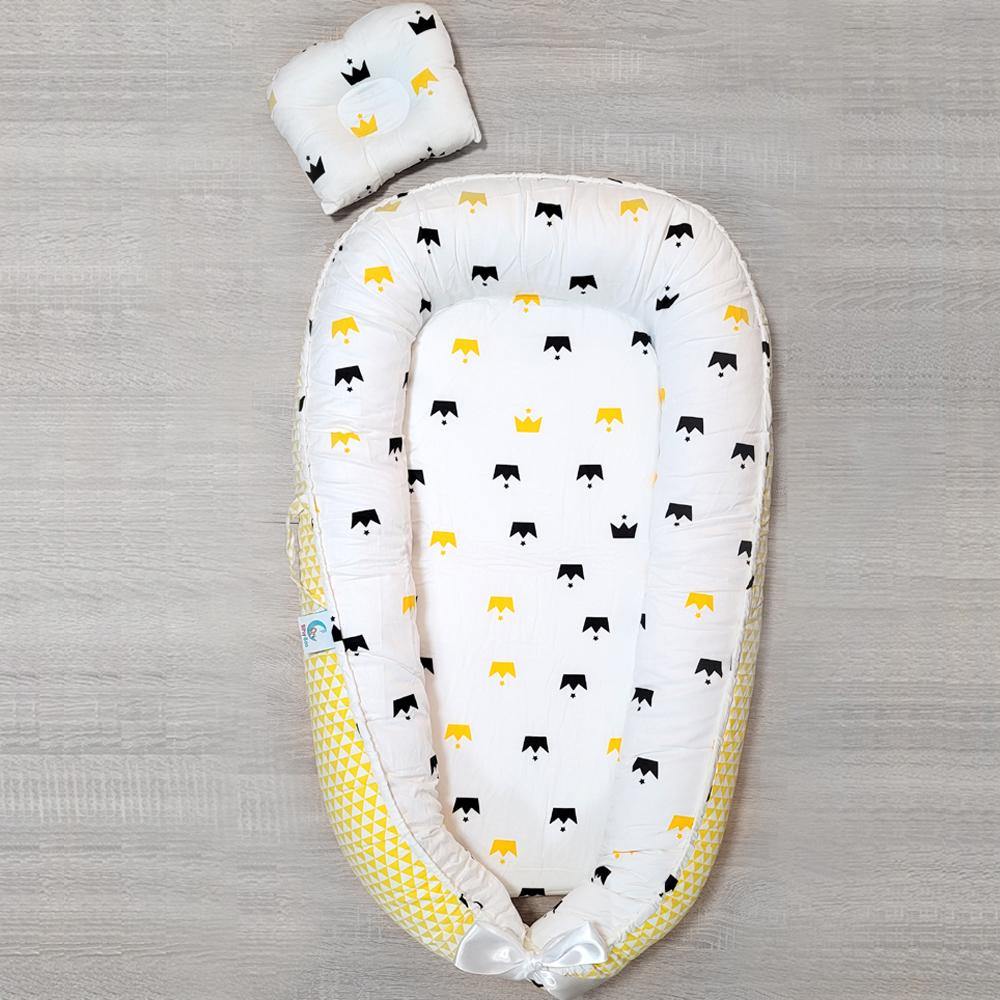 Newborn Bed Nest Baby Lounger Crowns Yellow Spraykis