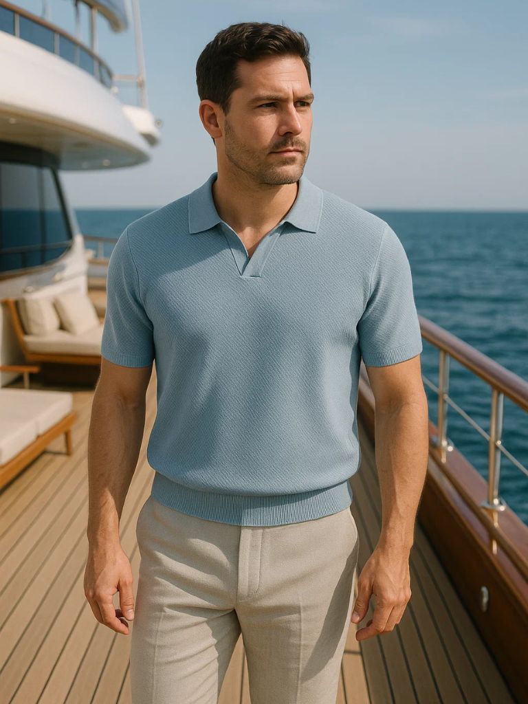 Old Money Cotton Polo Shirt – Classic Short-Sleeve Knit Polo for Timeless Style
