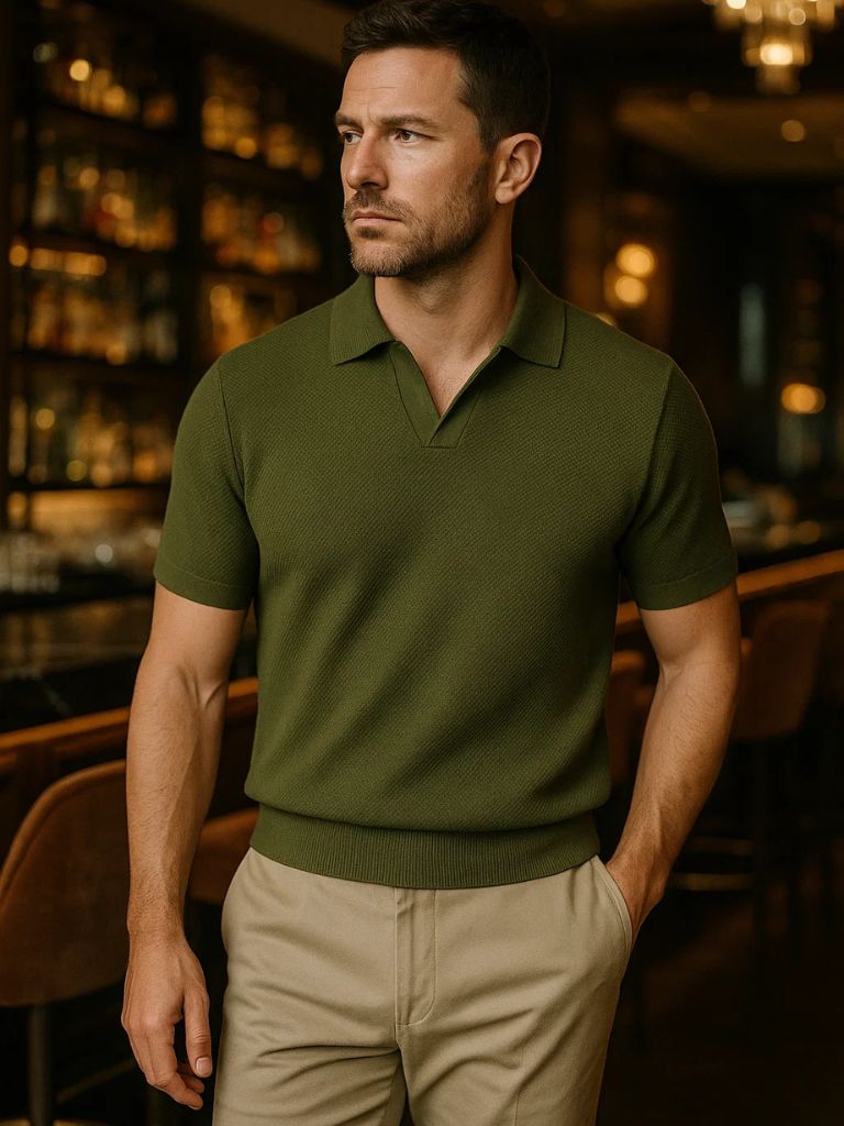 Old Money Cotton Polo Shirt – Classic Short-Sleeve Knit Polo for Timeless Style