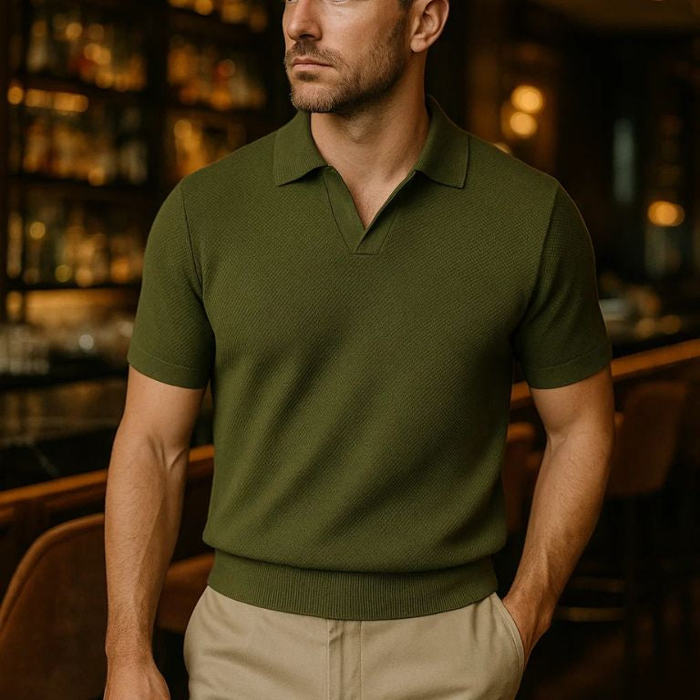 Old Money Cotton Polo Shirt – Classic Short-Sleeve Knit Polo for Timeless Style