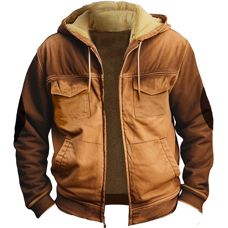 Men’s Retro Double-Layer Jacket – Zipper Front with Inner Pocket & Ethnic-Inspired Design