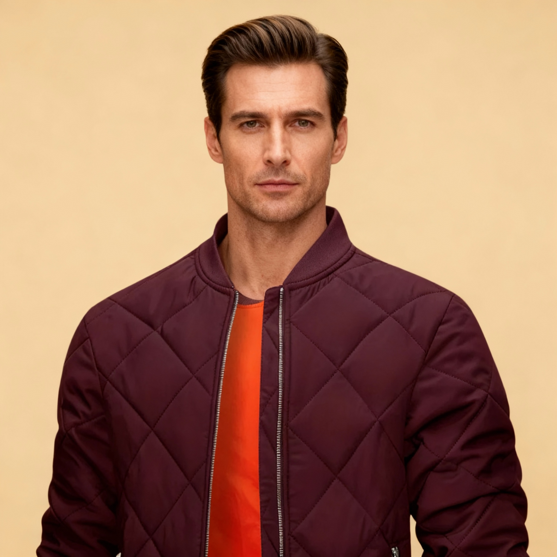 Men’s Quilted Bomber Jacket – Casual Padded Outerwear | Autumn & Winter Street Style