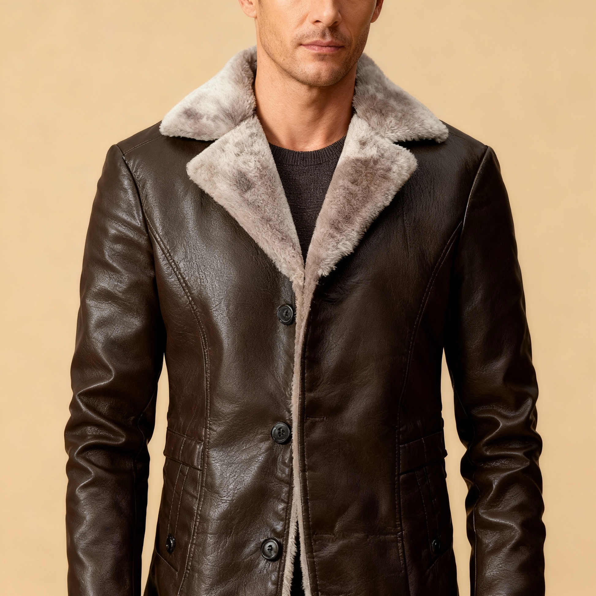 Men’s Long Winter Coat with Sherpa Lining – Warm Insulated Outerwear