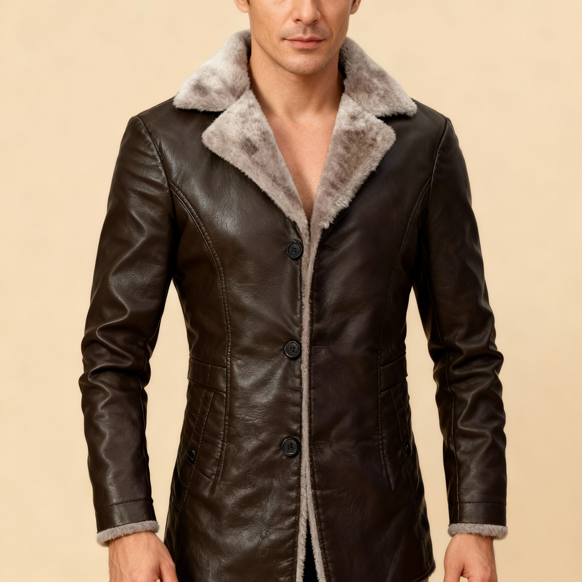 Men’s Long Winter Coat with Sherpa Lining – Warm Insulated Outerwear