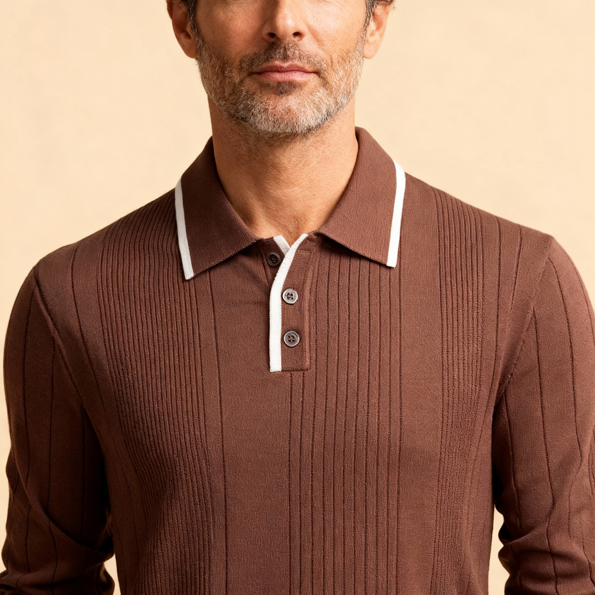 Davenir Luxe Knit Button Polo Sweater