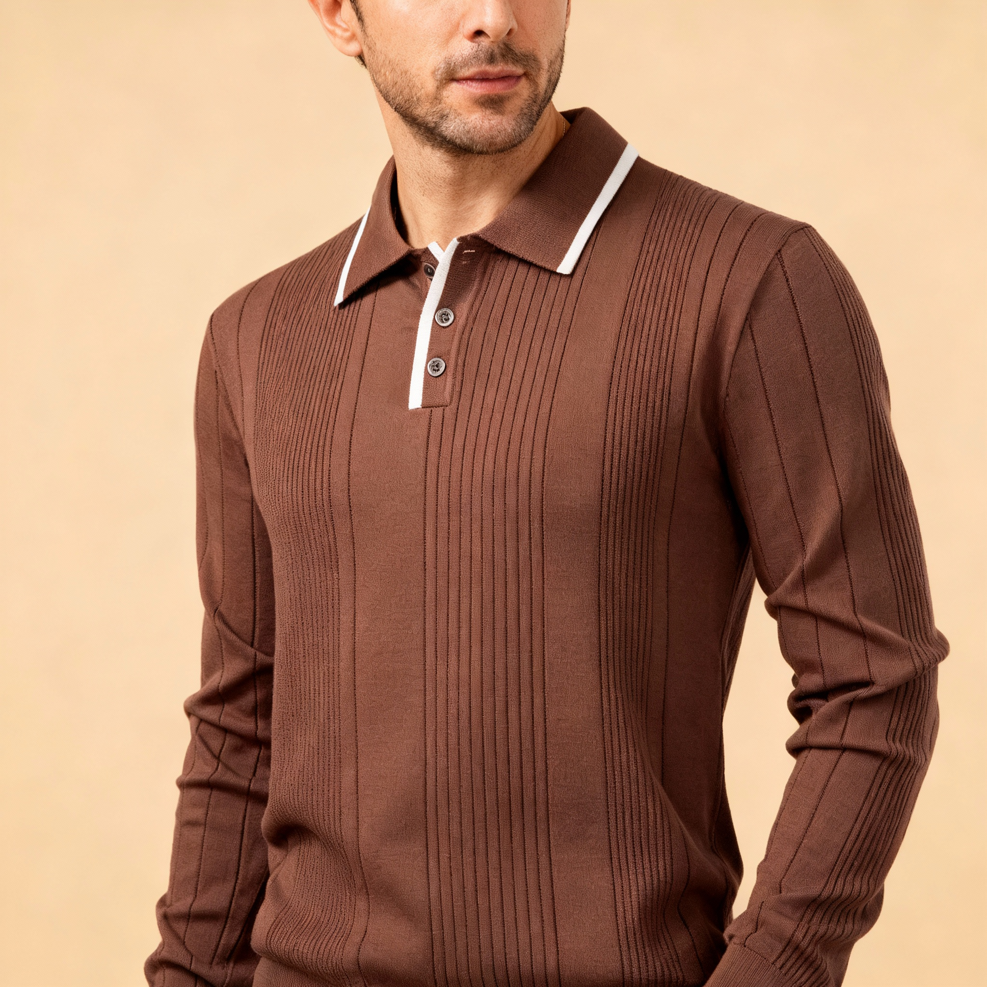 Davenir Luxe Knit Button Polo Sweater