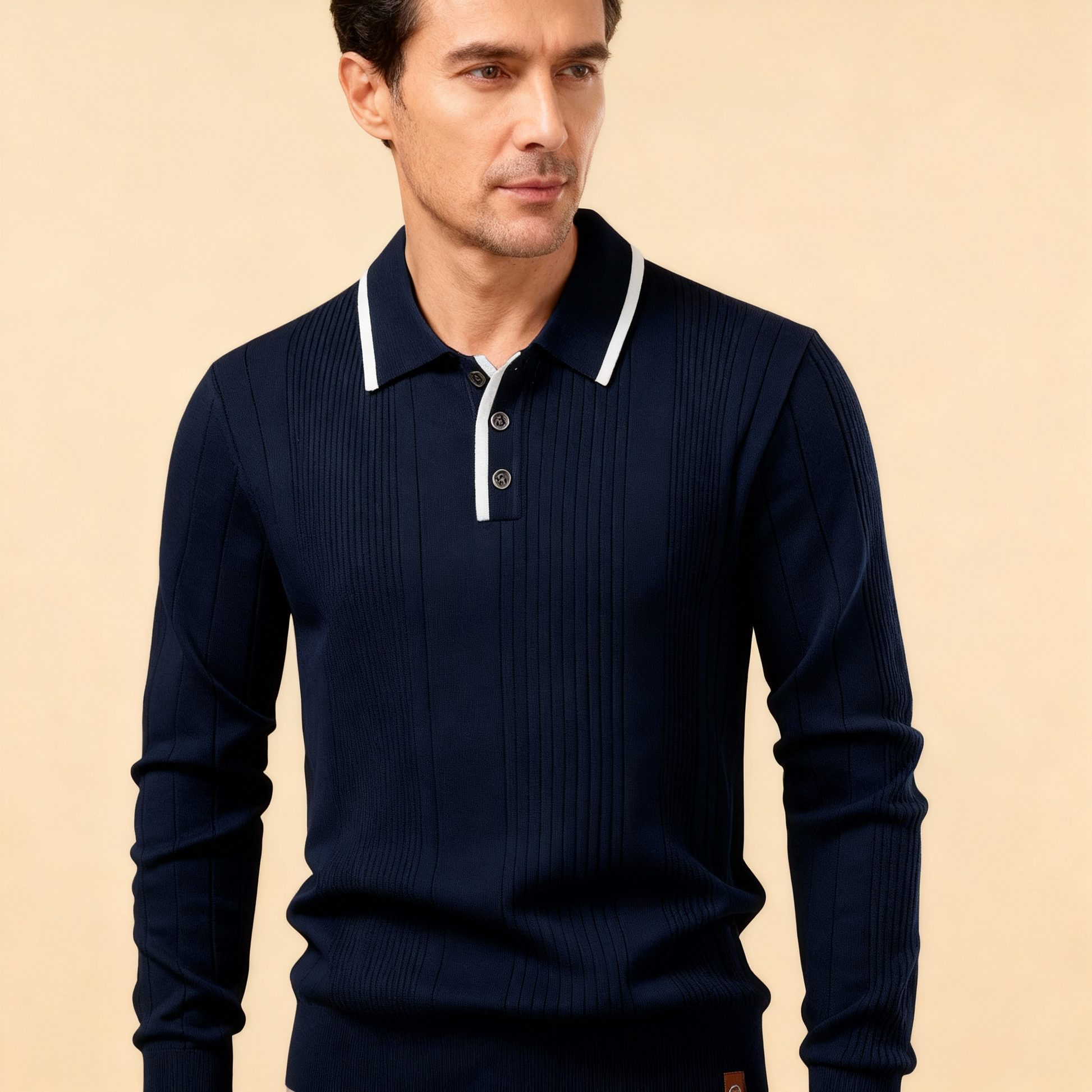 Davenir Luxe Knit Button Polo Sweater