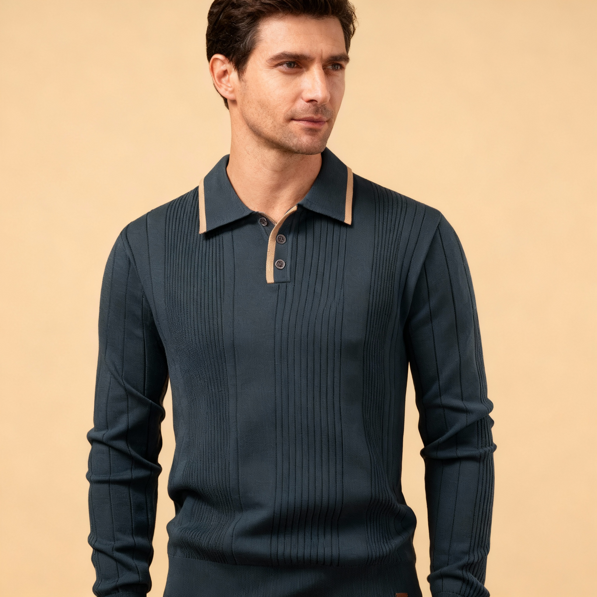 Davenir Luxe Knit Button Polo Sweater