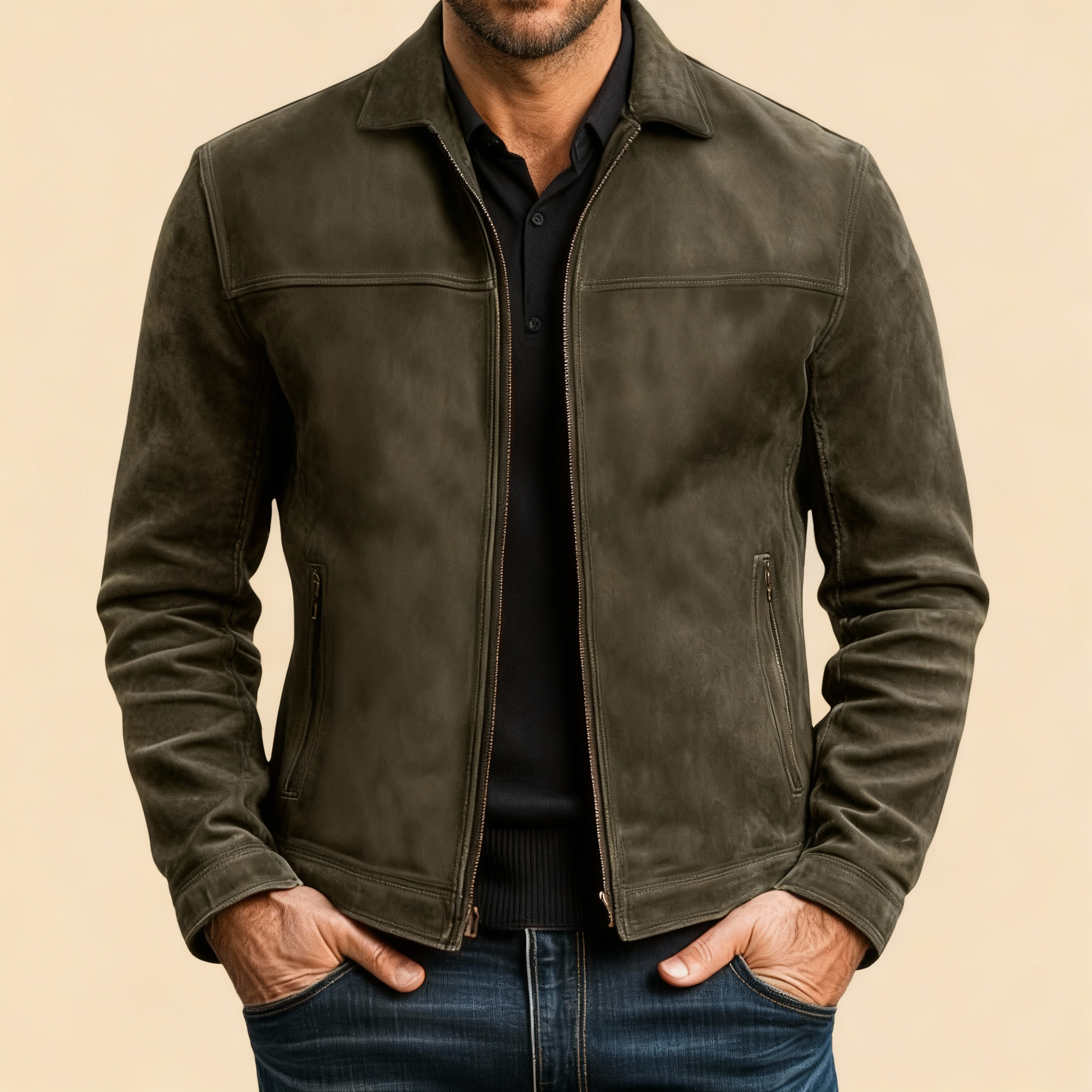 Pedro – Structured Vintage Zip Jacket with Matte Surface