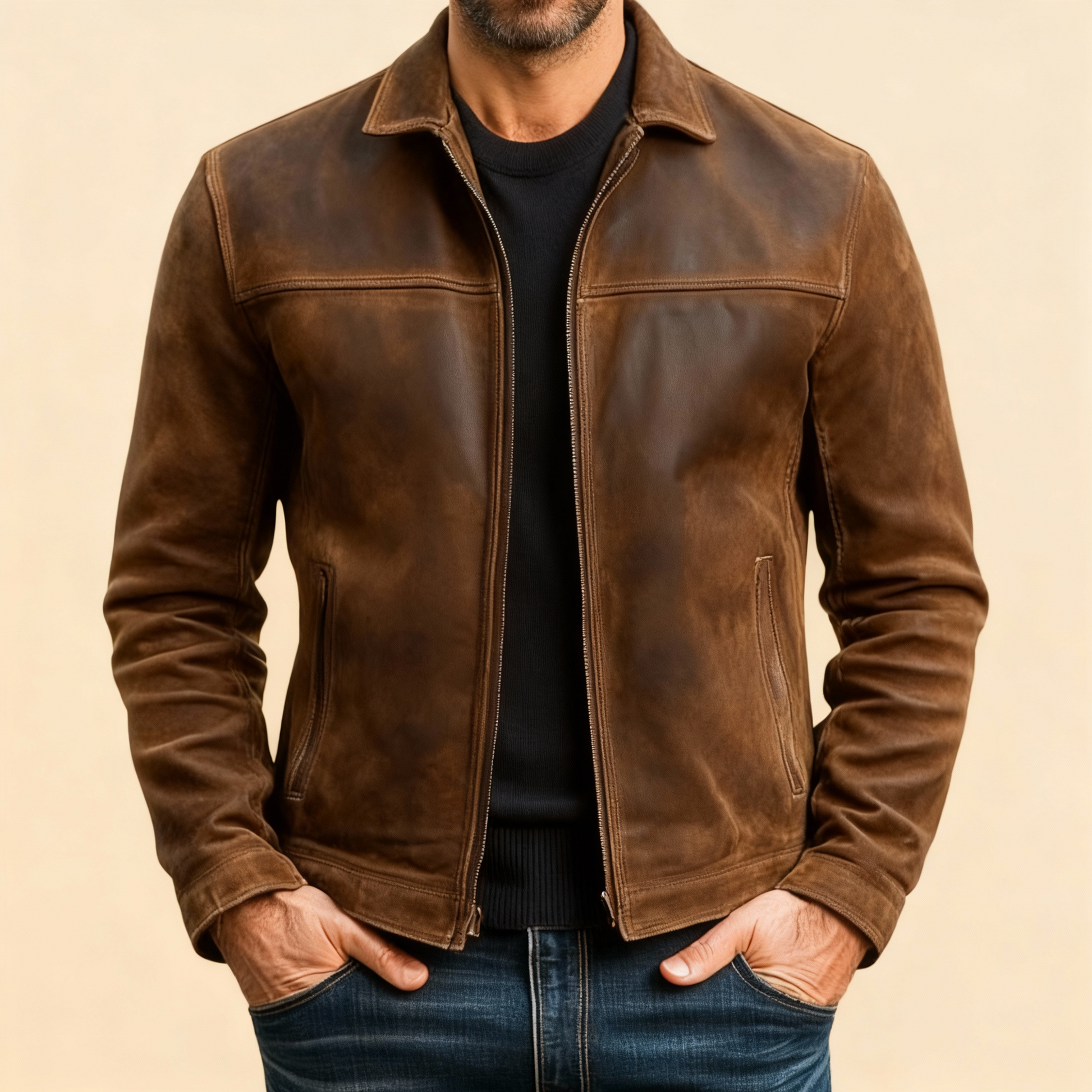 Pedro – Structured Vintage Zip Jacket with Matte Surface