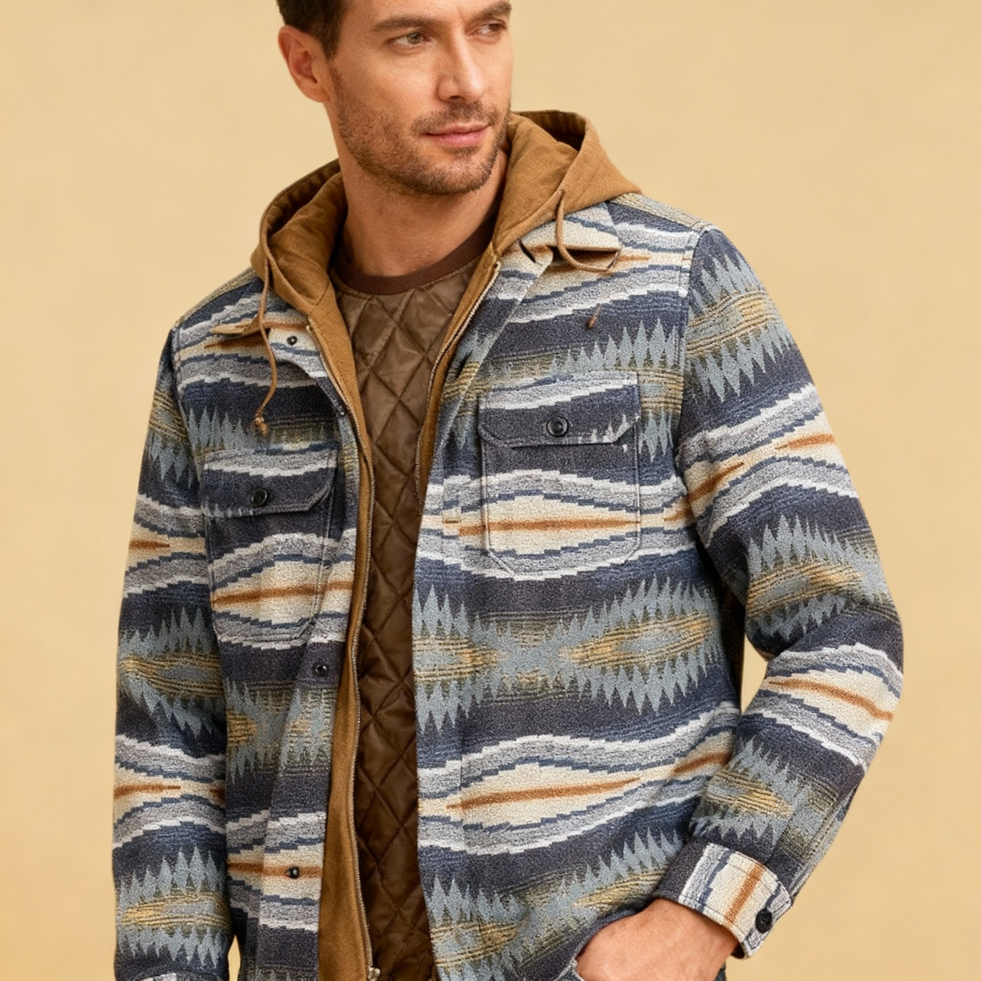 Leopold - Warm Fleece Jacket in Check Pattern