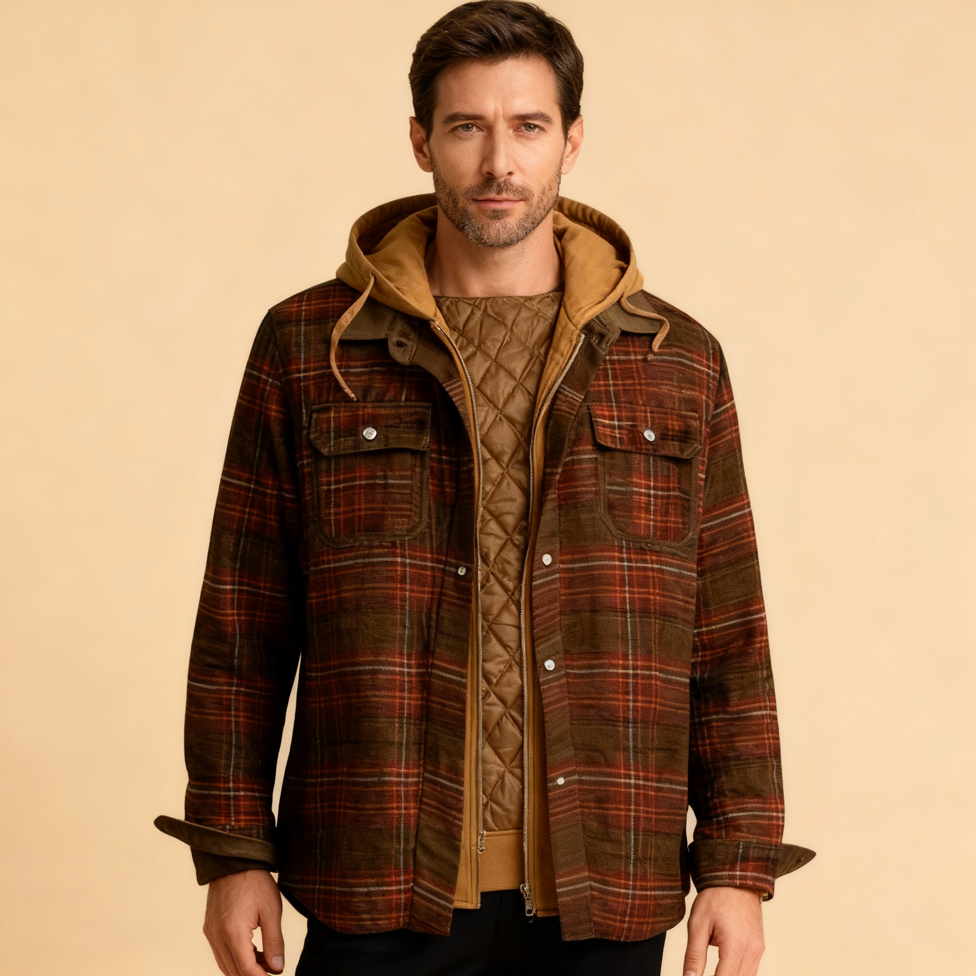 Leopold - Warm Fleece Jacket in Check Pattern