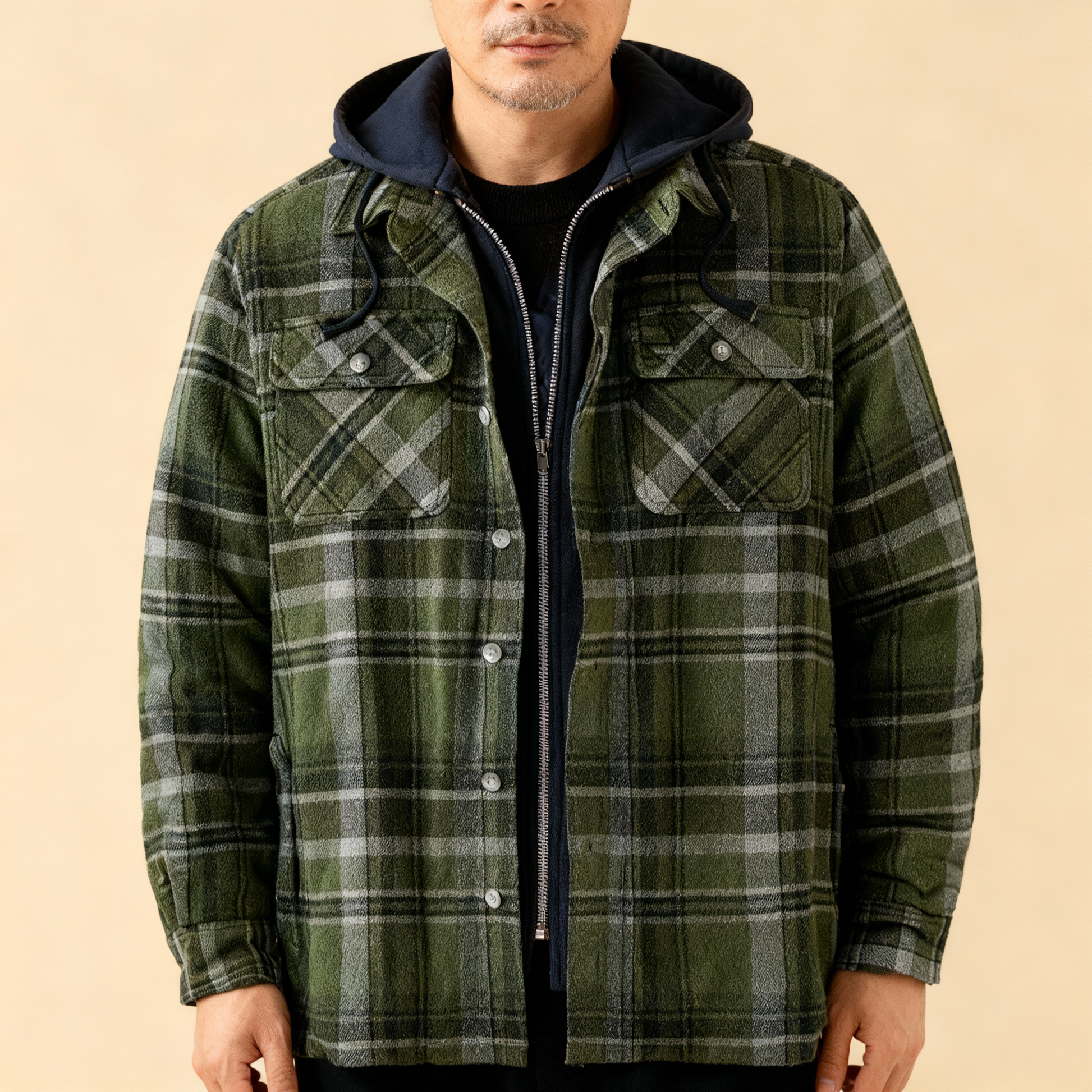 Leopold - Warm Fleece Jacket in Check Pattern