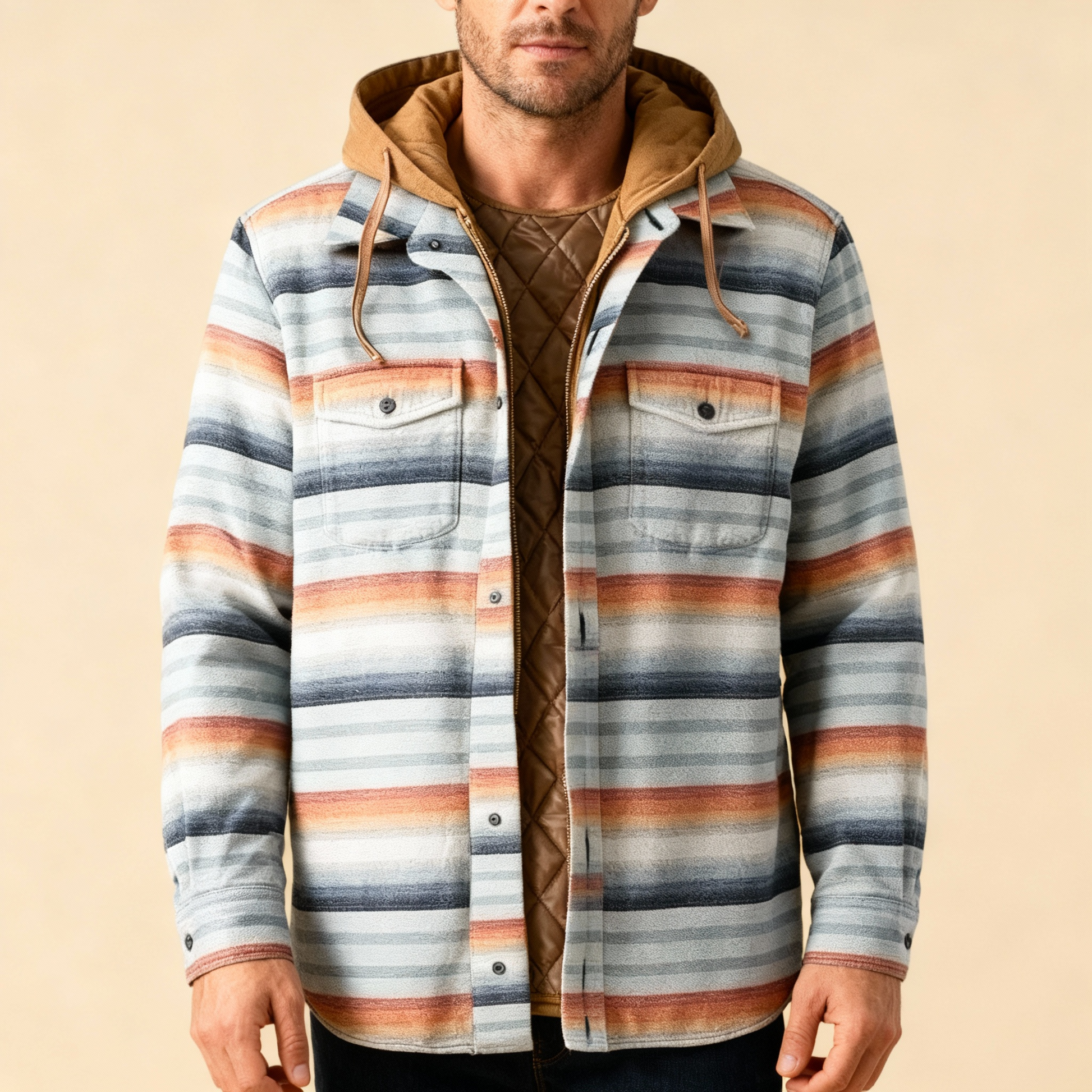 Leopold - Warm Fleece Jacket in Check Pattern