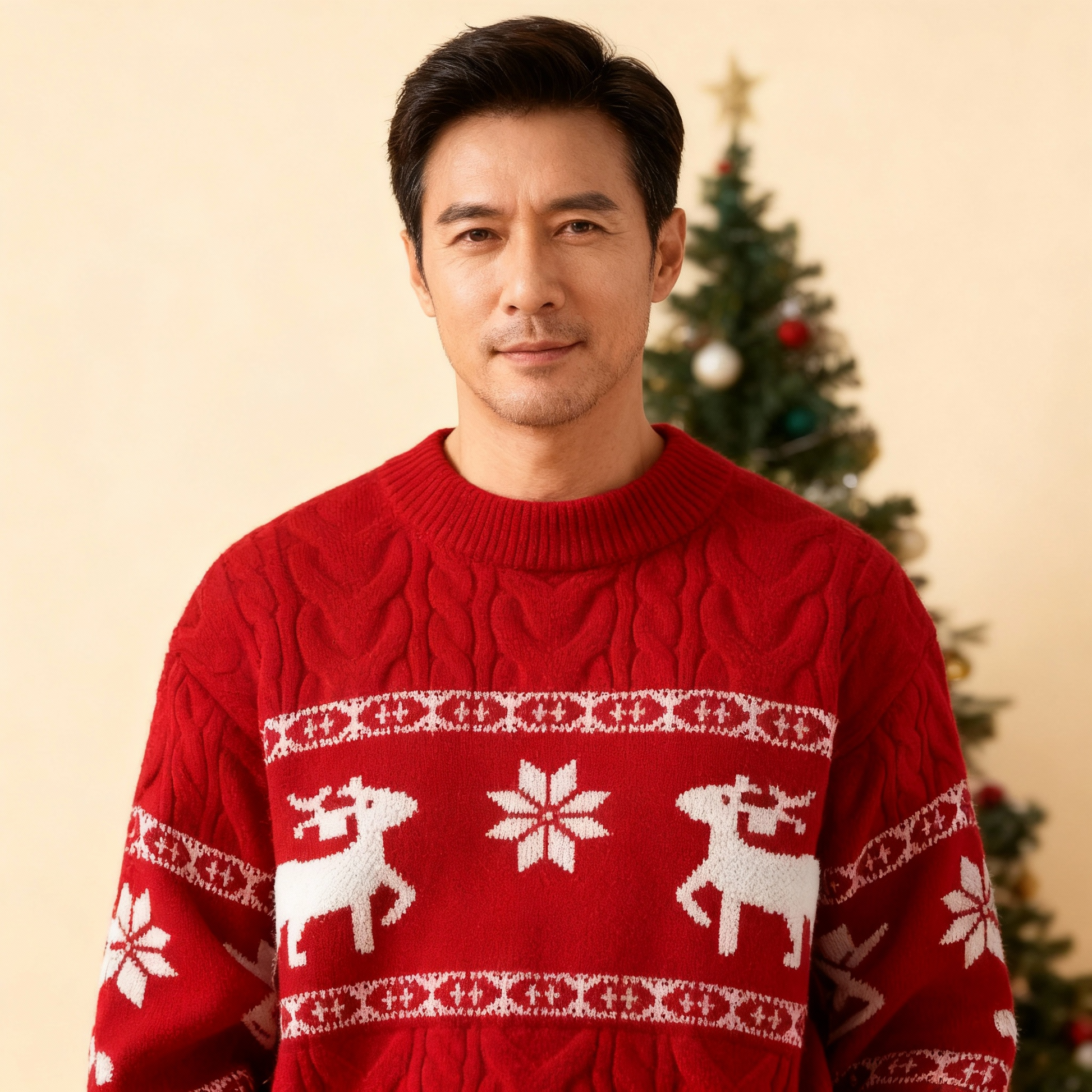 Men’s Christmas Sweater – Festive Reindeer Knit Pullover | Casual Crew Neck, Loose Fit
