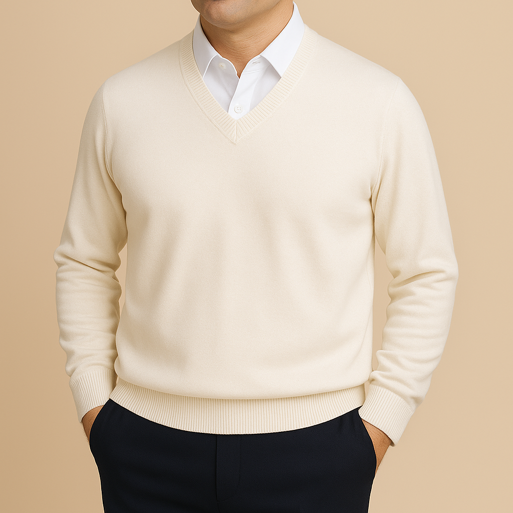 Diederik Luxury V-Neck Sweater – Men’s Soft Knit | Timeless Elegant Layer