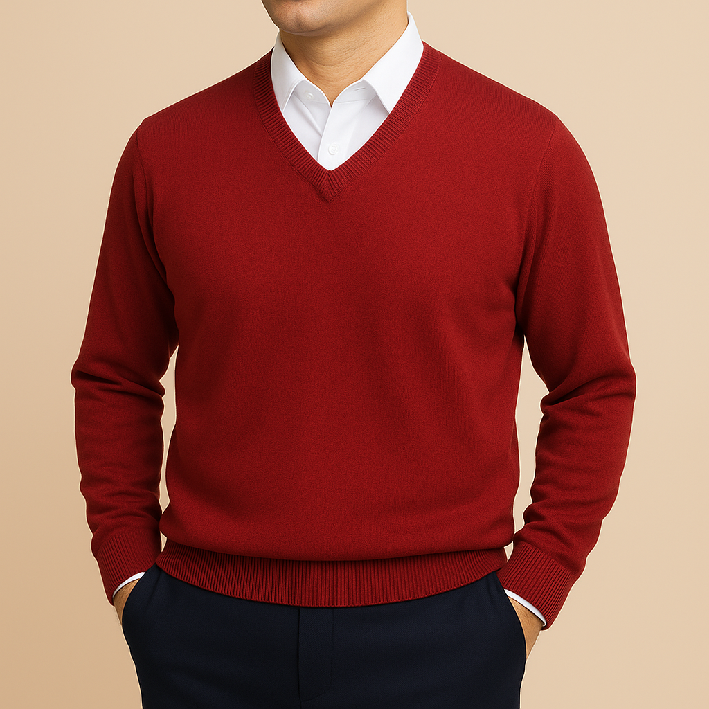 Diederik Luxury V-Neck Sweater – Men’s Soft Knit | Timeless Elegant Layer