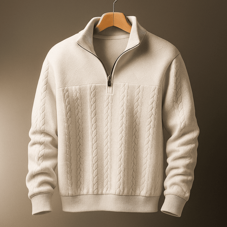 Harbor Men Detailed Knit Quarter-Zip Sweater