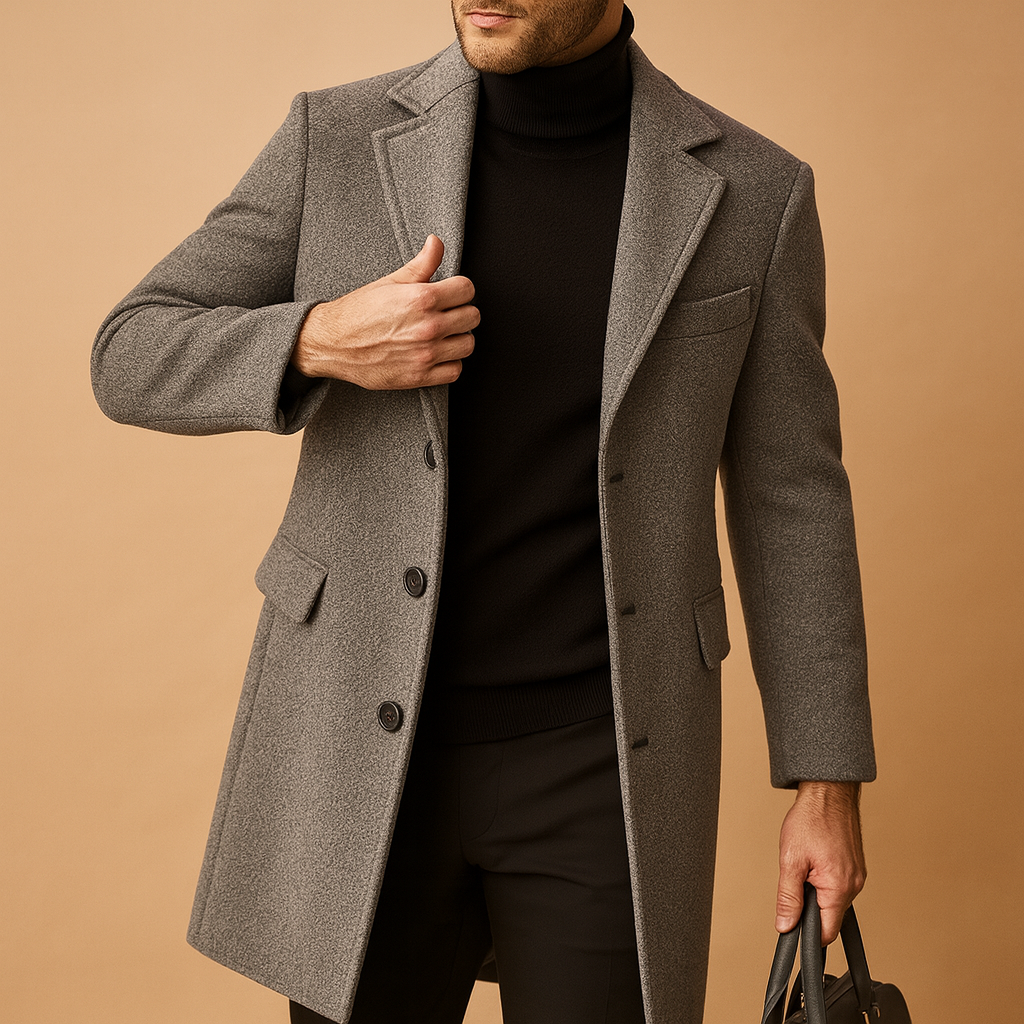 Mason Men’s Wool Blend Coat – Classic Long Overcoat