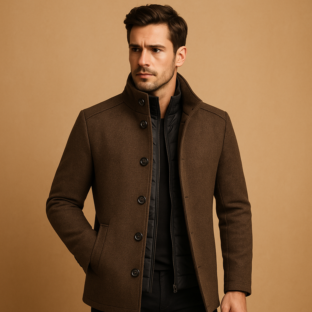 Wool Trench Coat Button Men | Oliver